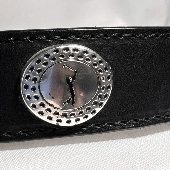 RGA Four By Danbury Asso.-Men's Golf Black Leather Belt-Silver Buckle-Casual - Picture 3 of 15